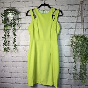 Greylin Apple Green Sheath Party Dress, Cutouts, Womens Med EUC